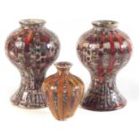 Pair of Cobridge vases and one other.
