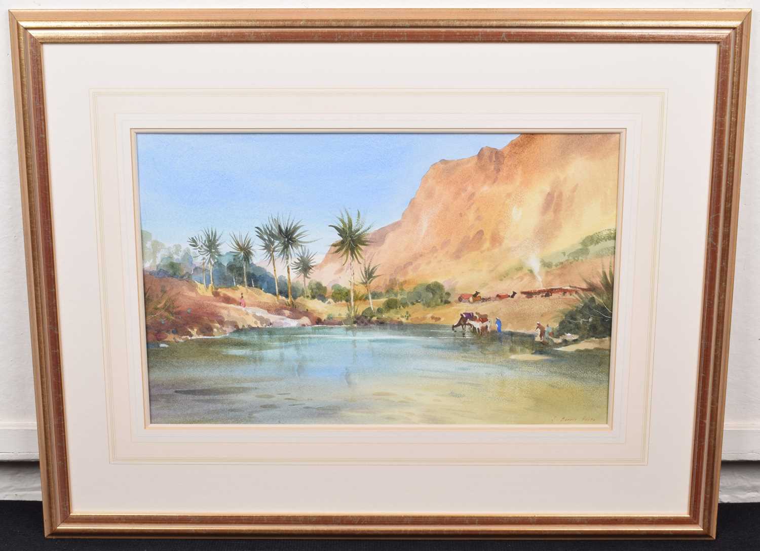 John Barrie Haste (1931-2011) A desert oasis - Image 2 of 2