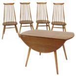 Four ash and elm Ercol table and dining chairs
