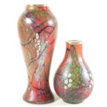 Two Okra glass vases