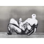 Henry Moore O.M., C.H., F.B.A. (British 1898-1986) "Reclining Mother and Child with Grey Background"