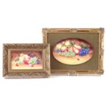 Two porcelain plaques signed E. Leigh