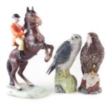 Beswick Huntsman and two birds of prey decanters