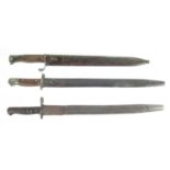 Three WWI bayonets