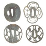 Four Japanese iron tsuba