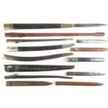 Collection of fourteen scabbards,