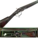 E. M Reilly cased 12 bore side by side shotgun