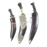 Three Kukri daggers,