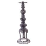 Japanese bronze candle stick, late Meiji period