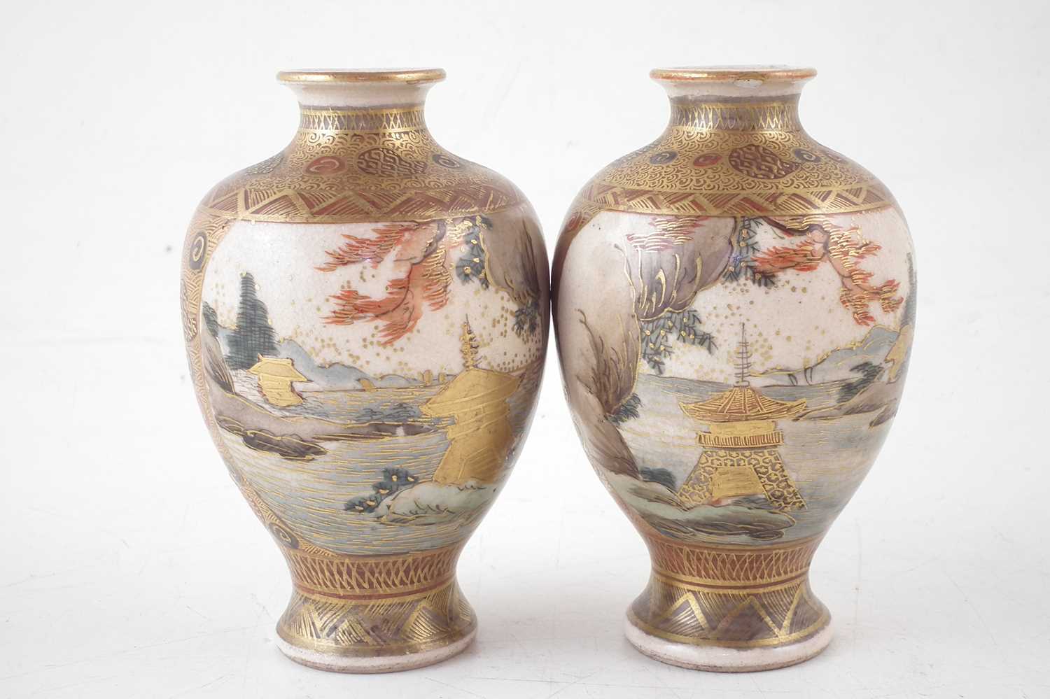 A pair of satsuma vases. - Image 3 of 4
