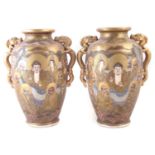 Pair of Japanese Satsuma vases,