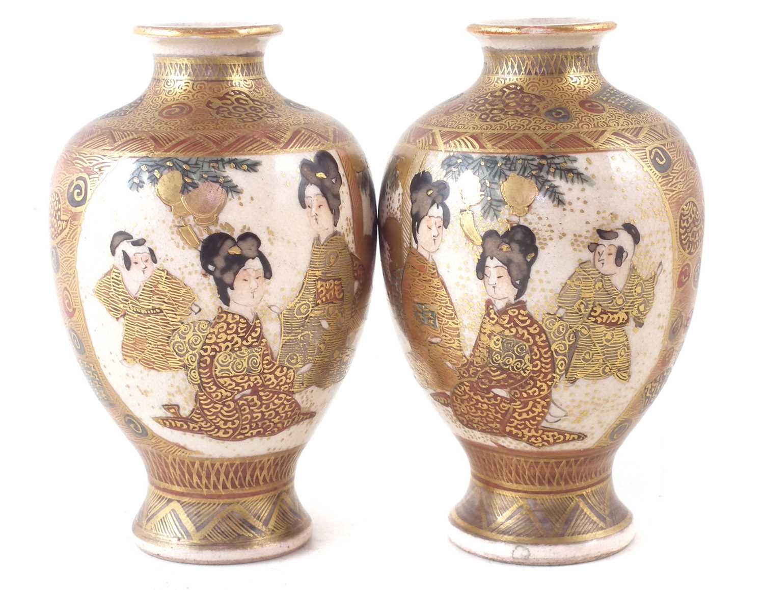 A pair of satsuma vases.