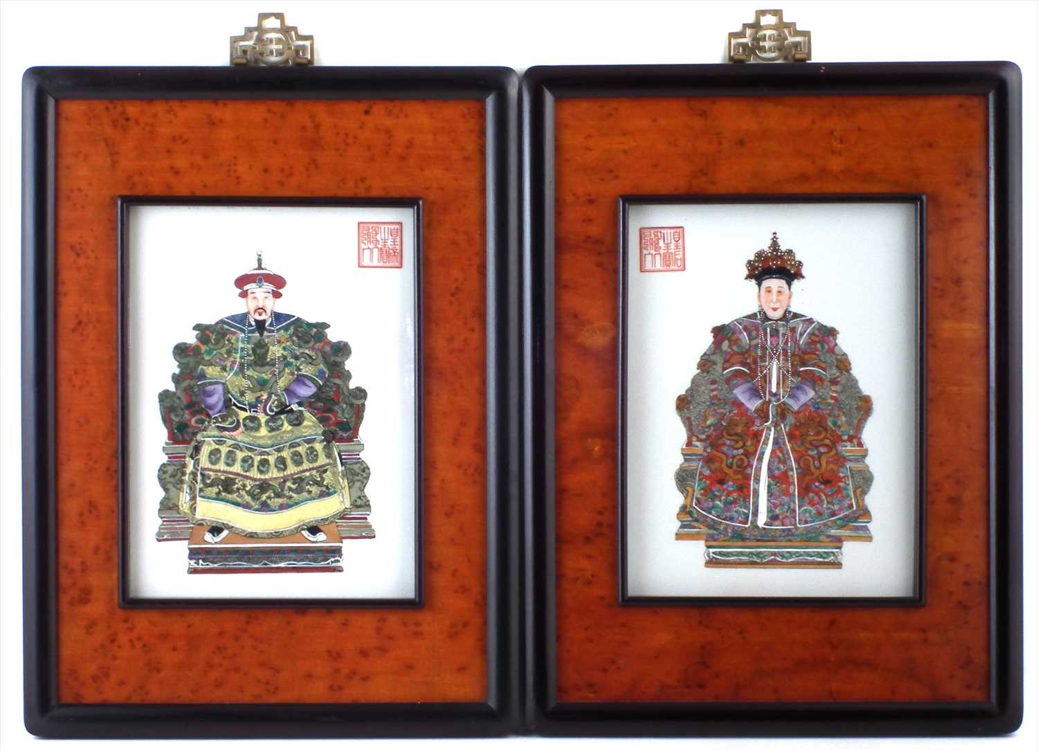 A pair of Chinese ceramic panels.