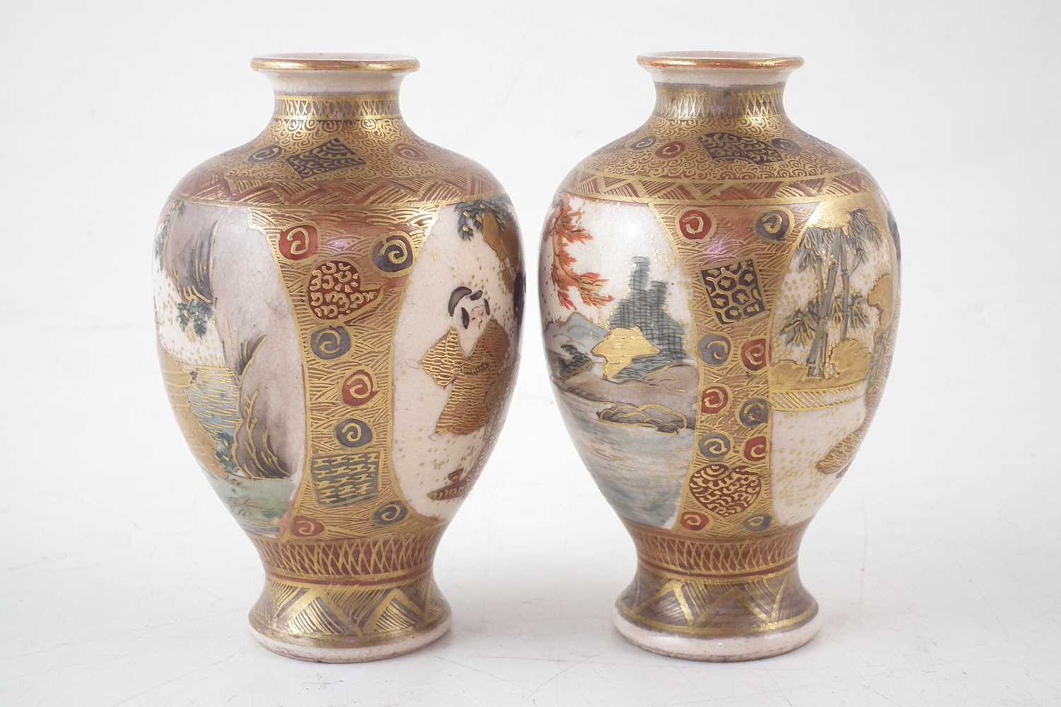 A pair of satsuma vases. - Image 2 of 4