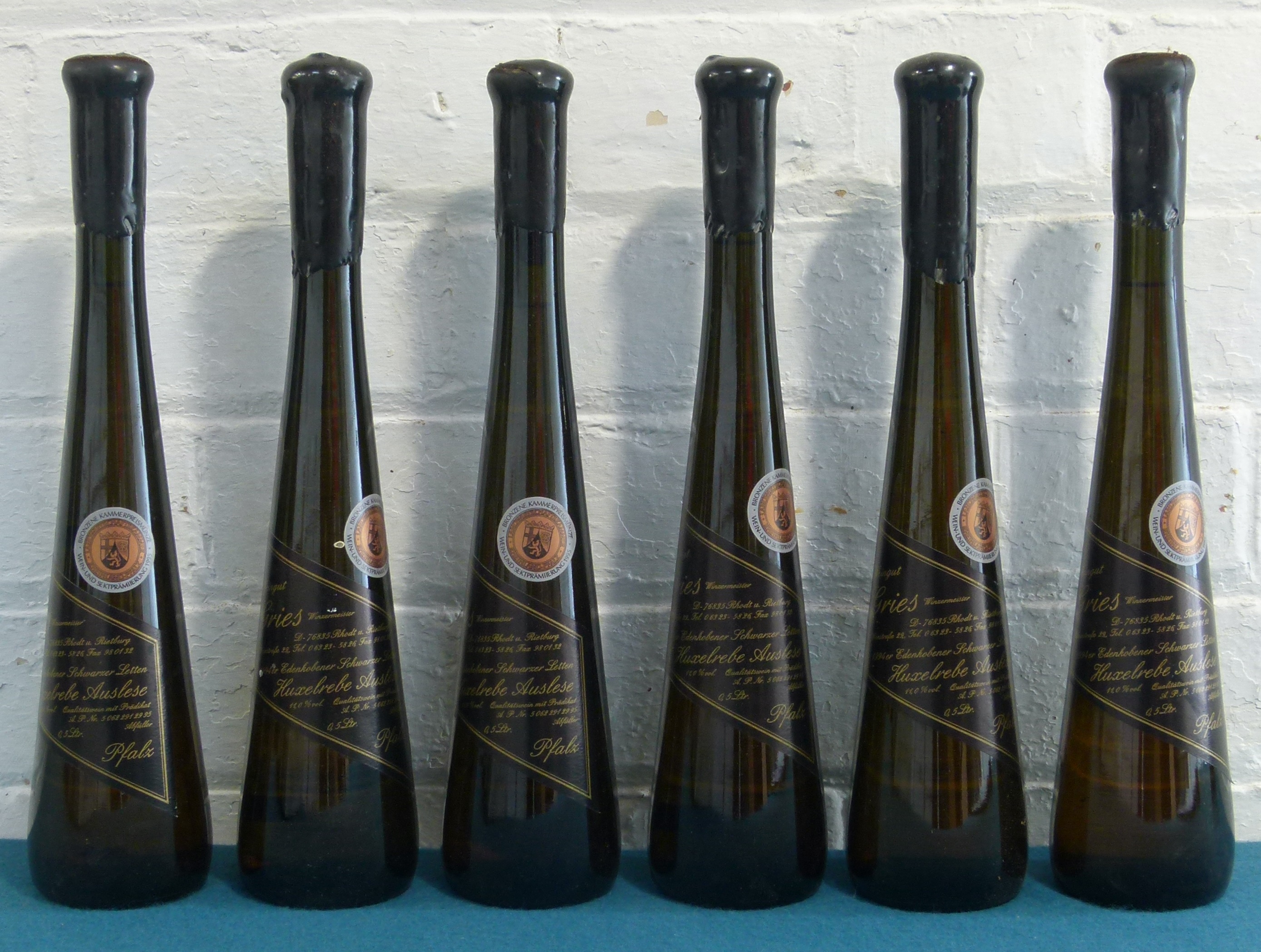 6 Bottles (50 cl.) Weingut Gries Rheinpfalz Edenkobener Schwarzer Letten Huxelrebe Auslese 1994