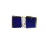 A 1970s 14ct gold lapis lazuli and diamond dress ring,