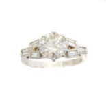 A platinum diamond single stone ring,