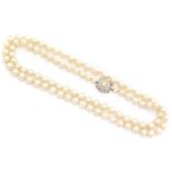 A cultured pearl and diamond necklace,