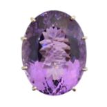 A 9ct gold amethyst and diamond dress ring,