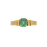 An emerald single stone ring,