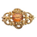 A Victorian citrine brooch,