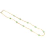 A seed pearl and jade necklace,