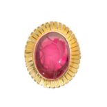 A synthetic ruby intaglio ring,