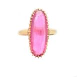 A synthetic ruby single stone ring,