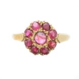 A 9ct gold ruby cluster ring,
