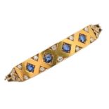 A Victorian sapphire and diamond hinged bangle,