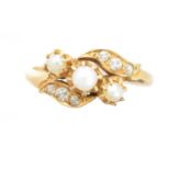 An early 20th century 18ct gold pearl and diamond dress ring,