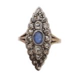 A sapphire and diamond cluster ring,