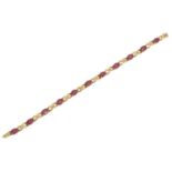 A 9ct gold ruby and diamond bracelet,