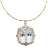 An 18ct gold aquamarine and diamond pendant by Lorique,