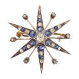 An early 20th century sapphire and diamond brooch,