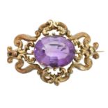 A Victorian amethyst brooch,