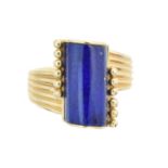 A 1970s lapis lazuli dress ring,