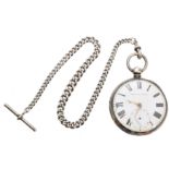 A silver open face pocket watch,