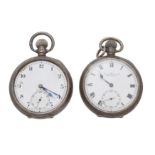Two silver open face pocket watches