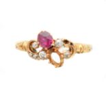 A Victorian 18ct gold ruby and diamond ring,