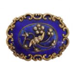 A Victorian enamel diamond and split pearl brooch,