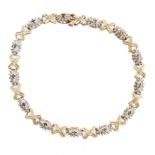 A 9ct gold diamond and sapphire bracelet,