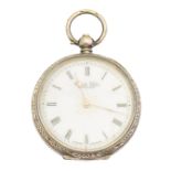 A silver open face pocket watch by Charles Usher, Leicester,