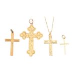 Four cross pendants,