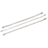 Three cubic zirconia line bracelets,