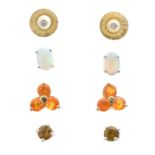 Four pairs of gem-set earrings,