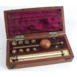 A Sikes’s Hydrometer by Sanders & Sons London, in a mahogany case, with mercury filled thermometer