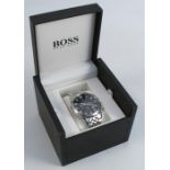 Hugo Boss, a gentleman's chronograph bracelet wrist watch, the black dial with subsidiary