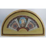 A 19th century Grand Tour style fan leaf, the central oval cartouche decorated with Classical