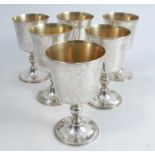 A set of six silver goblets, London 1969, weight 34oz, height 5ins